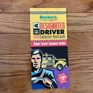 Vintage Becker's Be A Designated Driver 1995 Blue Jays Collector Postcards